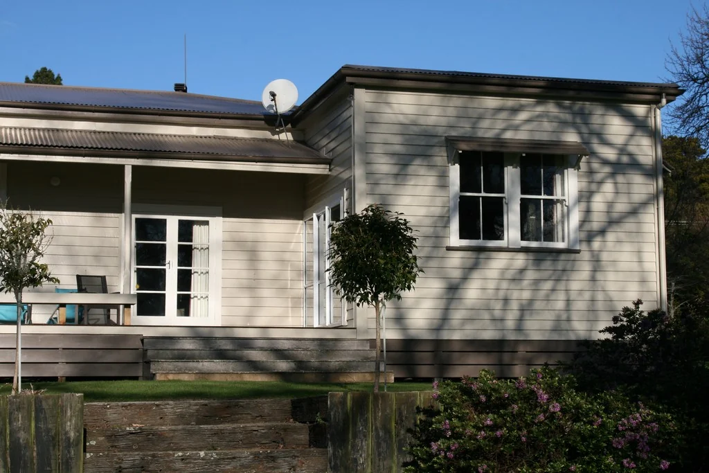Cream weatherboard home exterior