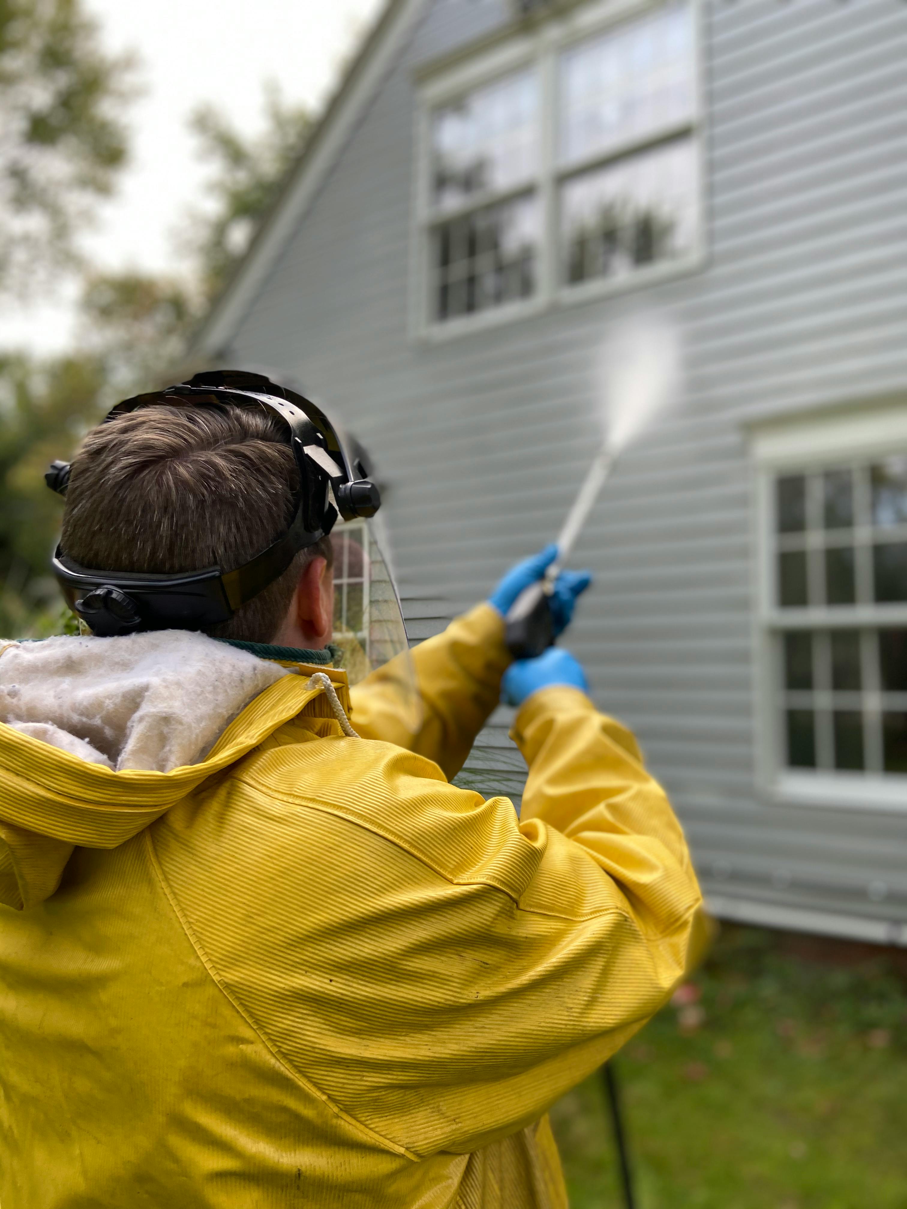 landscape view of a house roof after water blasting